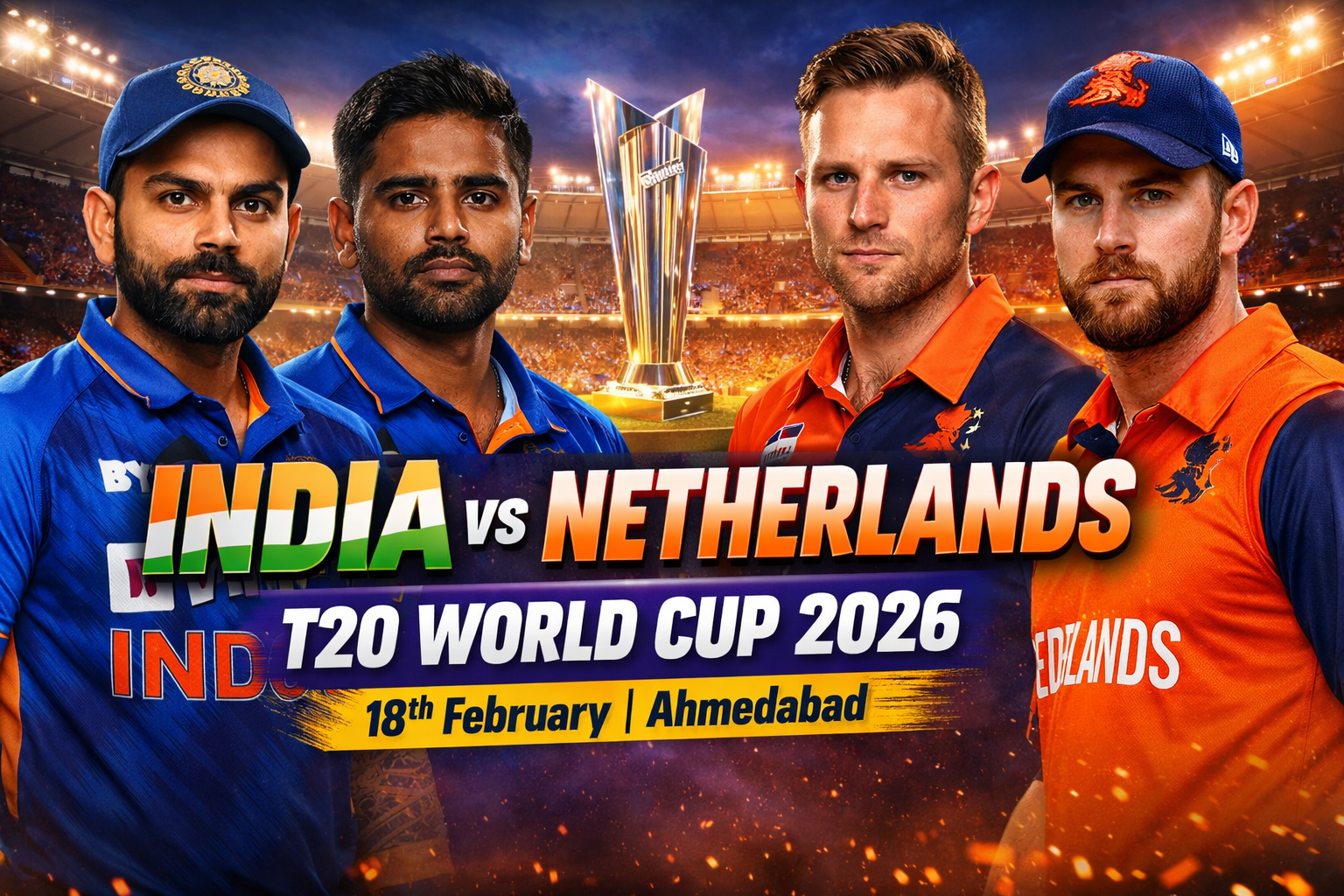 India vs Netherlands T20 World Cup 2026: सामना कधी, कुठे? पिच रिपोर्ट, संभाव्य Playing XI आणि संपूर्ण माहिती